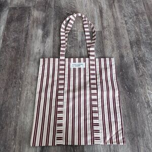 NWOT! Sézane et Octure Editions Striped Canvas Tote Bag in Burgundy & Ecru